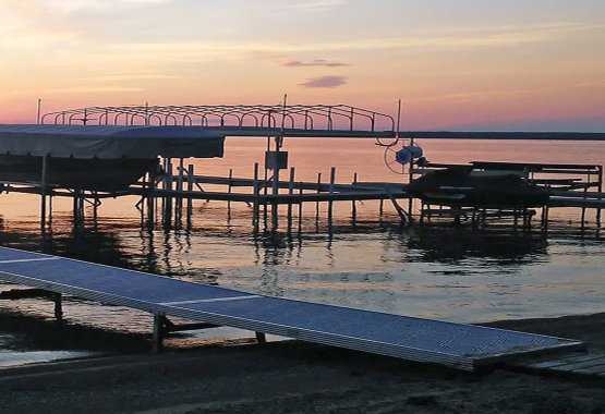 docks at sunset